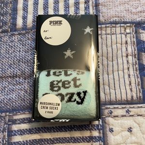 Brand new pink Victoria secret fuzzy crew socks